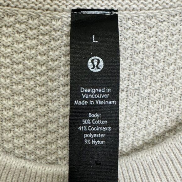 Lululemon Sweater Mens Large Gray Crewneck Coolmax Cotton Blend Textured Knit - Picture 5 of 7